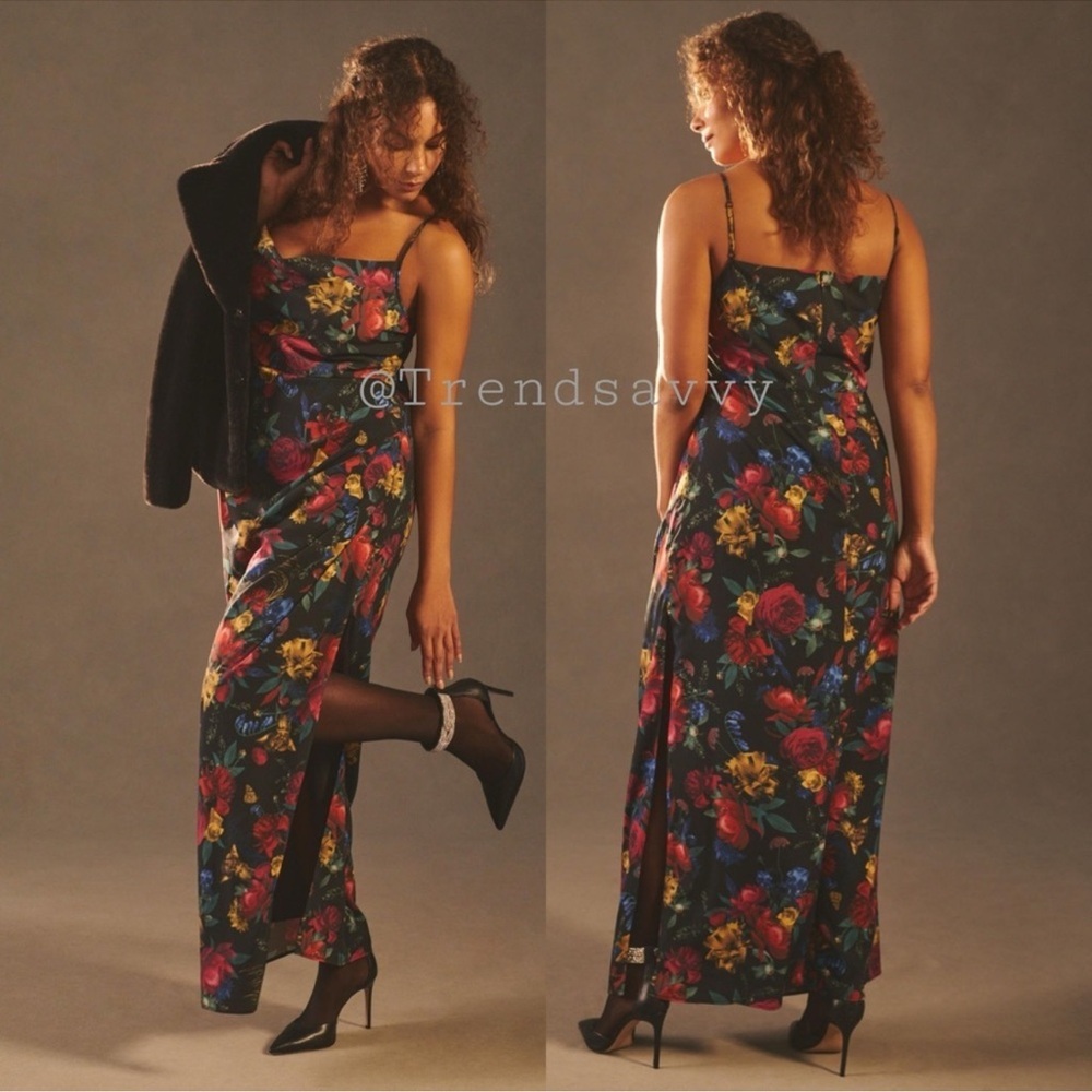 Anthropologie Hutch Floral Pleated Maxi Dress Black Red Size 18W NWT - Picture 11 of 11